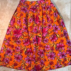 Tyler Boe Orange and Pink Floral A-Line Skirt